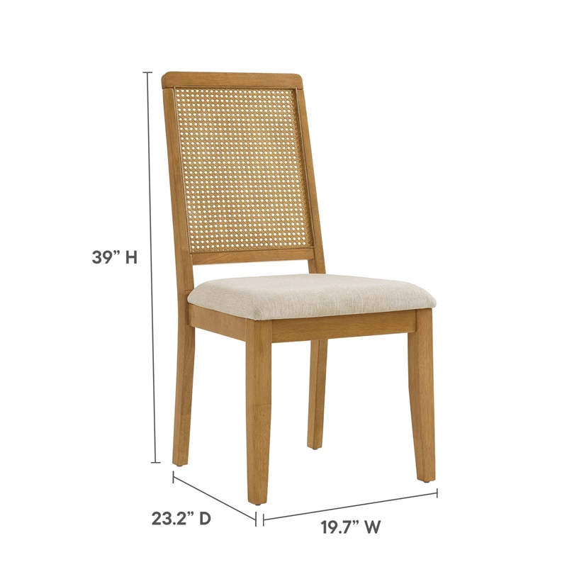 Faux Rattan and Wood Dining Side Chairs - Set of 2