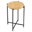 Xilo Round Wood and Metal Side Table in Oak