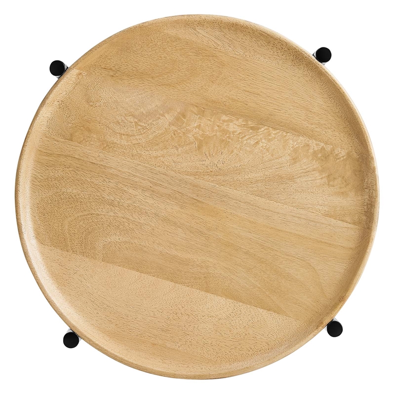 Xilo Round Wood and Metal Side Table in Oak