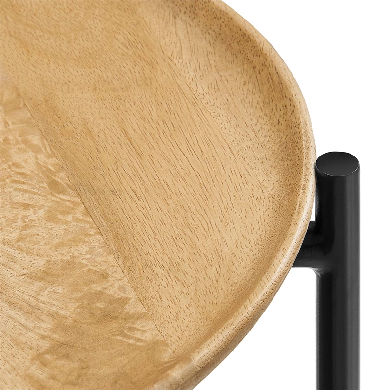 Xilo Round Wood and Metal Side Table in Oak