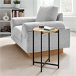 Xilo Round Wood and Metal Side Table in Oak