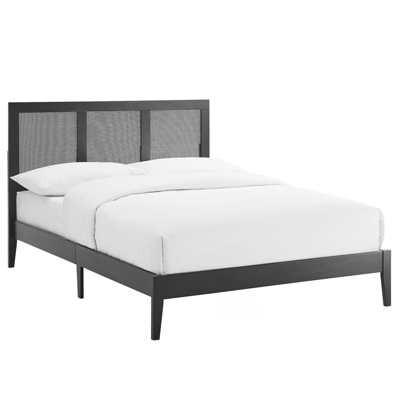 Sirocco Rattan and Wood Full Platform Bed in Black