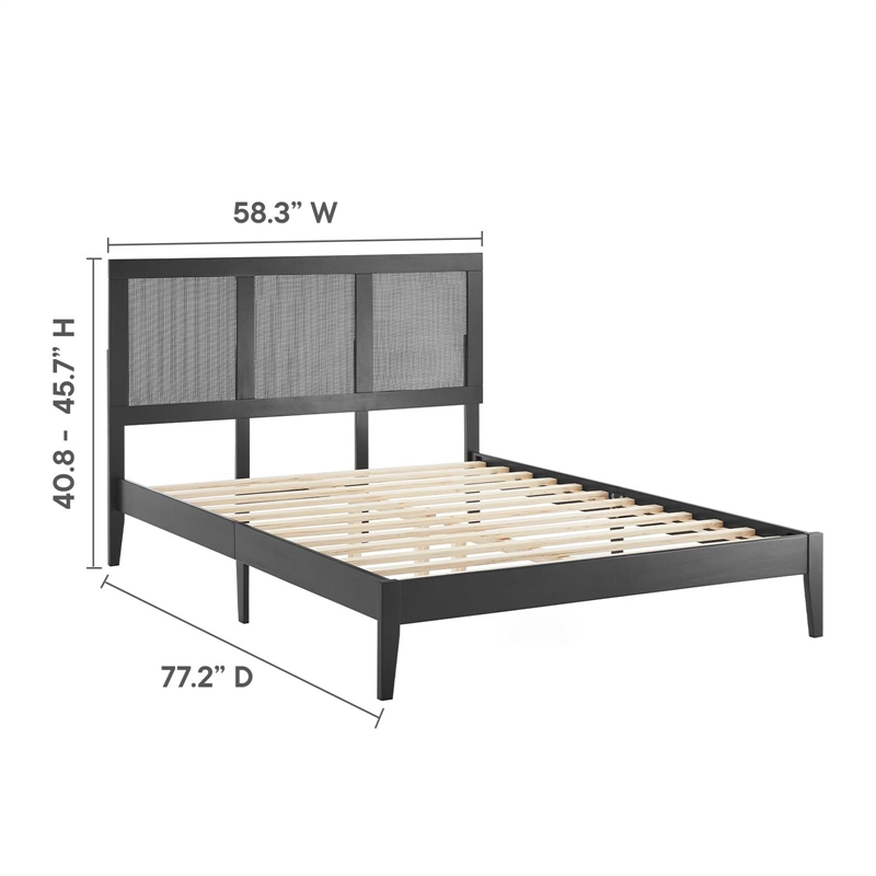 Sirocco Rattan and Wood Full Platform Bed in Black