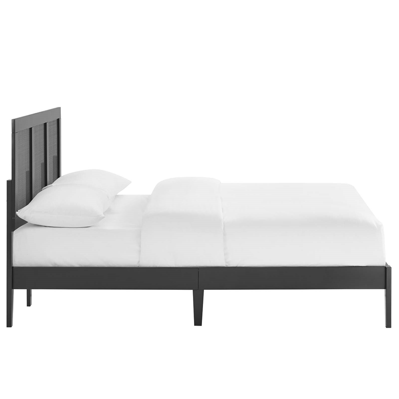 Sirocco Rattan and Wood Full Platform Bed in Black