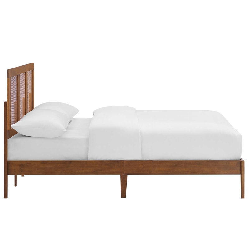 Sirocco Rattan and Wood Full Platform Bed in Walnut