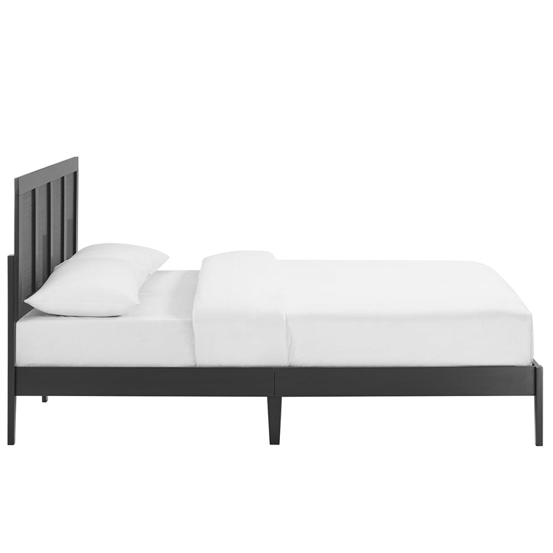 Sirocco Rattan and Wood Queen Platform Bed in Black