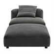 Solace Modular Upholstered Fabric Armless Chair and Ottoman Set in Charcoal