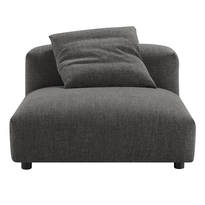 Solace Modular Upholstered Fabric Armless Chair and Ottoman Set in Charcoal