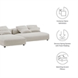Solace2-Piece Modular Corduroy Upholstered Sectional Sofa With Chaise in Almond