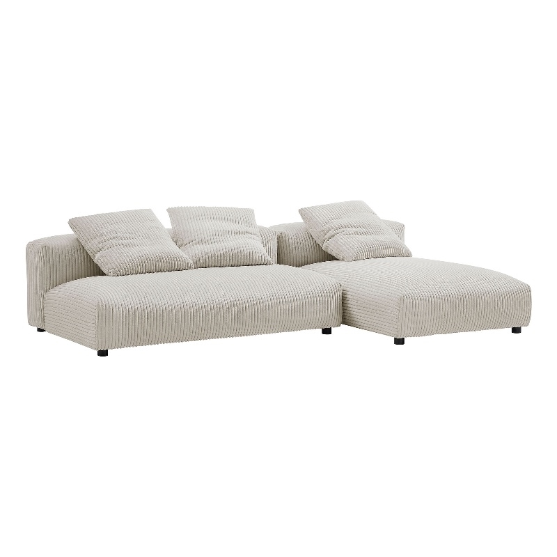Solace2-Piece Modular Corduroy Upholstered Sectional Sofa With Chaise in Almond