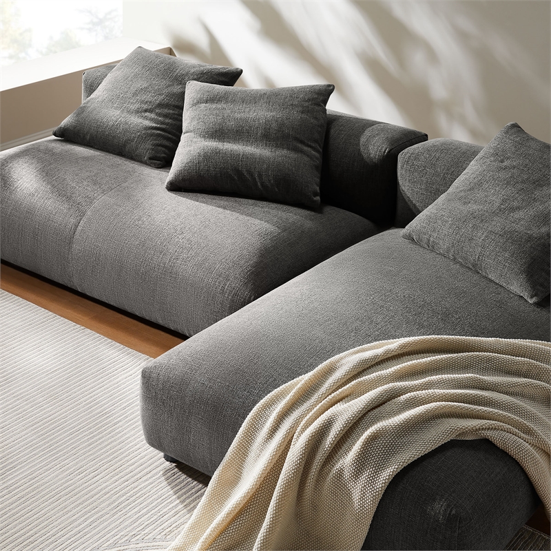 Solace2-Piece Modular Upholstered Fabric Sectional Sofa With Chaise in Charcoal