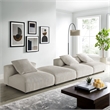 Modway Solace 4-Piece Modular Corduroy Upholstered Sectional Sofa in Almond