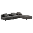 Modway Solace 4-Piece Modular Upholstered Fabric Sectional Sofa in Charcoal