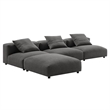 Modway Solace 4-Piece Modular Upholstered Fabric Sectional Sofa in Charcoal