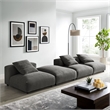 Modway Solace 4-Piece Modular Upholstered Fabric Sectional Sofa in Charcoal