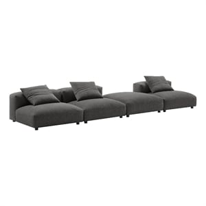 Modway Solace 4-Piece Modular Upholstered Fabric Sectional Sofa in Charcoal