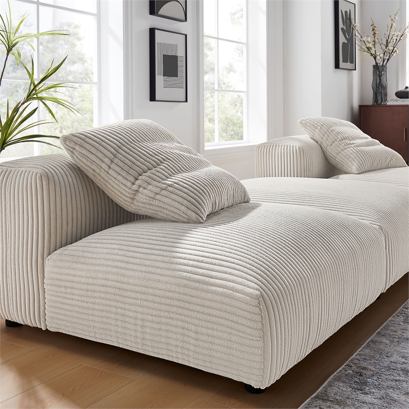 Solace3-Piece Modular Corduroy Upholstered Sectional Sofa in Almond