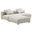 Solace3-Piece Modular Corduroy Upholstered Sectional Sofa in Almond