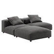 Solace3-Piece Modular Upholstered Fabric Sectional Sofa in Charcoal