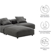 Solace3-Piece Modular Upholstered Fabric Sectional Sofa in Charcoal