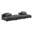 Solace3-Piece Modular Upholstered Fabric Sectional Sofa in Charcoal