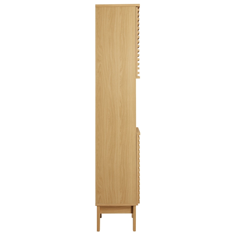 Render Tall Narrow Bathroom Storage Cabinet in Oak