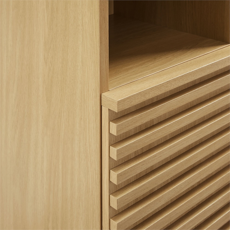 Render Tall Narrow Bathroom Storage Cabinet in Oak
