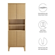 Render Tall Bathroom Storage Cabinet in Oak