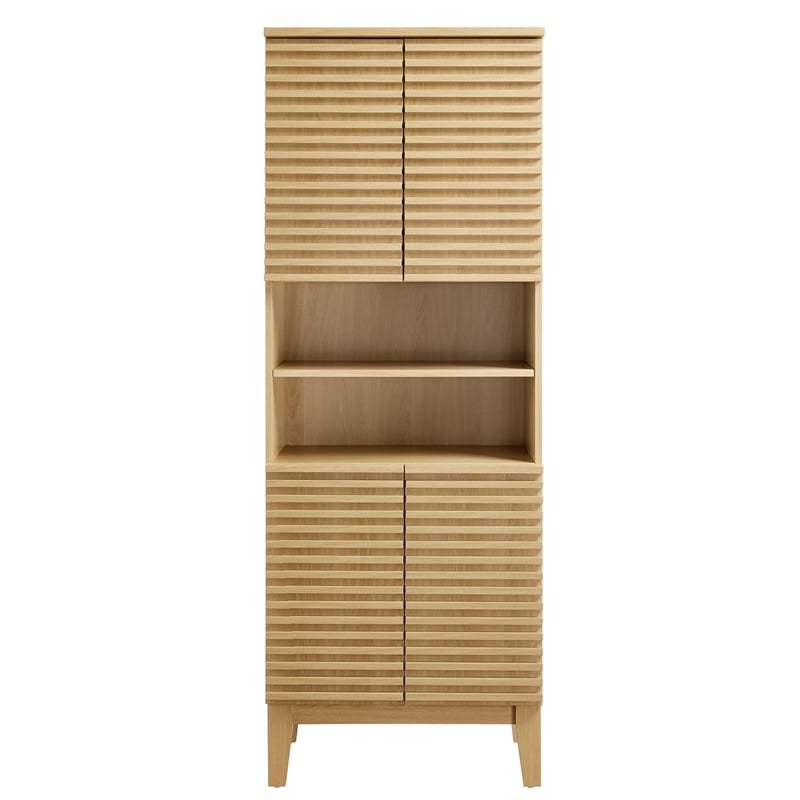Render Tall Bathroom Storage Cabinet in Oak