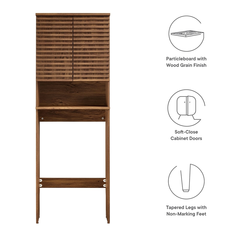 Render Over the Toilet Bathroom Storage Cabinet in Walnut