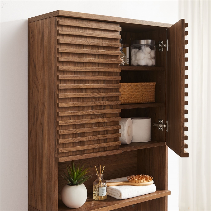 Render Over the Toilet Bathroom Storage Cabinet in Walnut