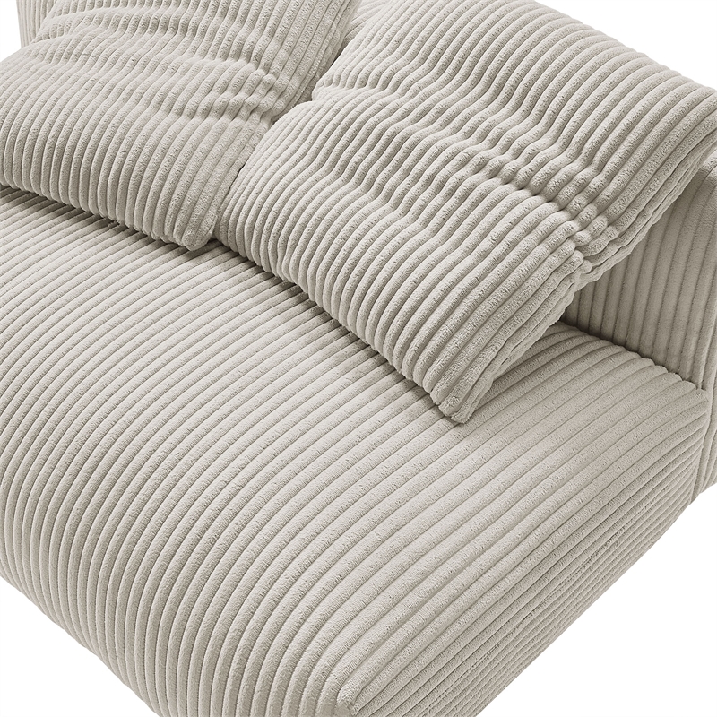Solace Modular Corduroy Upholstered Armless Loveseat in Almond