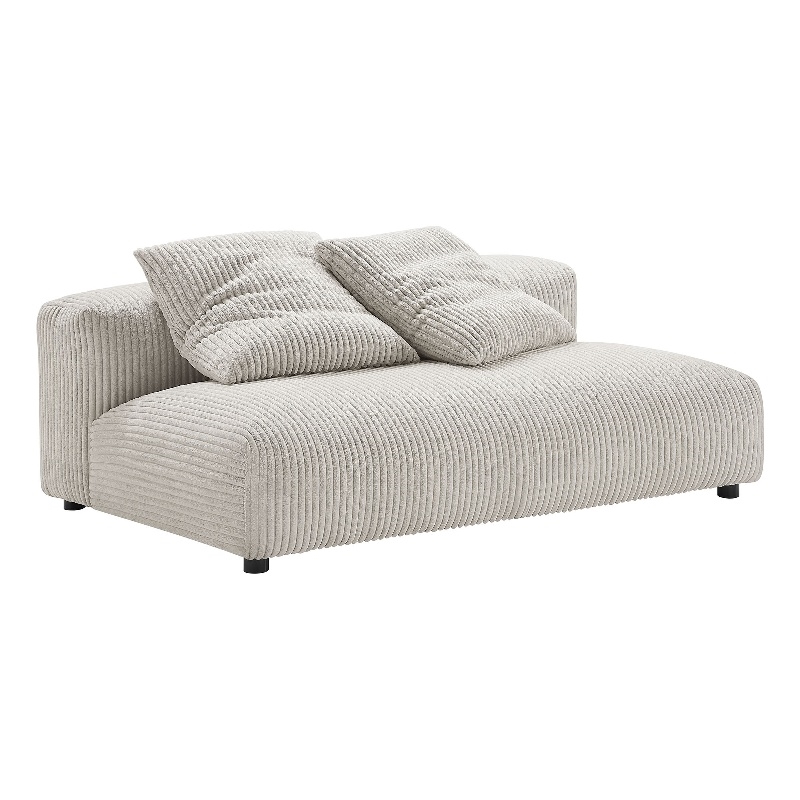 Solace Modular Corduroy Upholstered Armless Loveseat in Almond
