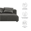 Solace Modular Upholstered Fabric Armless Loveseat in Charcoal