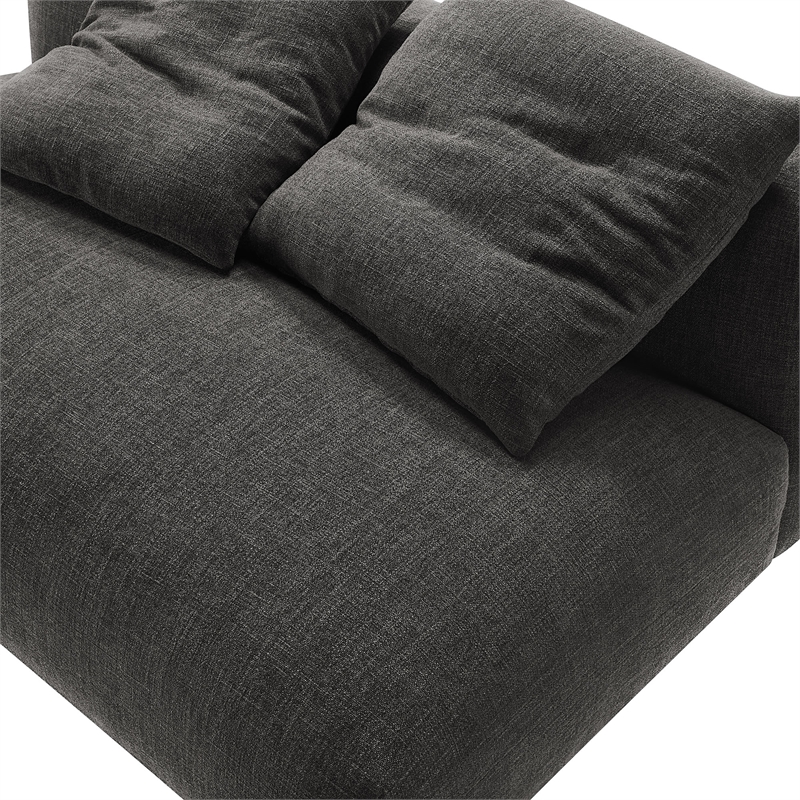 Solace Modular Upholstered Fabric Armless Loveseat in Charcoal