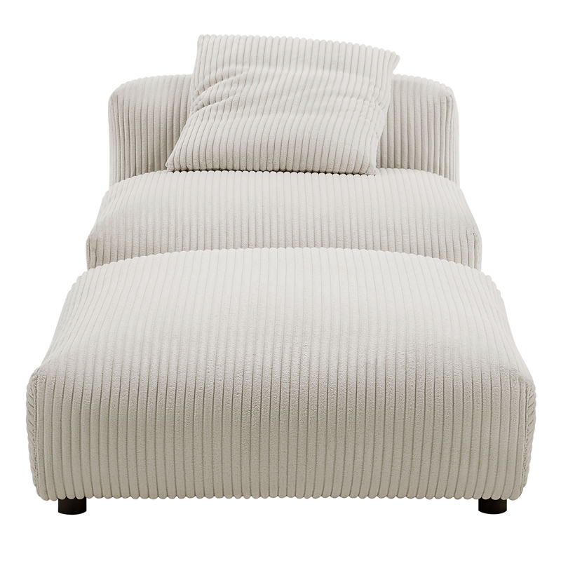 Solace Modular Corduroy Upholstered Armless Chair and Ottoman Set in Almond