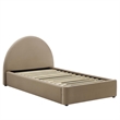 Resort Performance Velvet Arched Round Twin Platform Bed in Taupe
