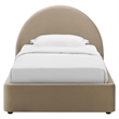 Resort Performance Velvet Arched Round Twin Platform Bed in Taupe