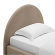 Resort Performance Velvet Arched Round Twin Platform Bed in Taupe