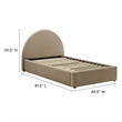 Resort Performance Velvet Arched Round Twin Platform Bed in Taupe