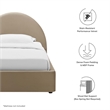 Resort Performance Velvet Arched Round Twin Platform Bed in Taupe