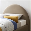 Resort Performance Velvet Arched Round Twin Platform Bed in Taupe