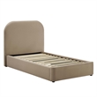 Keynote Performance Velvet Curved Twin Platform Bed in Taupe