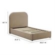 Keynote Performance Velvet Curved Twin Platform Bed in Taupe