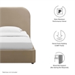Keynote Performance Velvet Curved Twin Platform Bed in Taupe