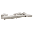 Modway Solace 4PC Modular Corduroy Upholstery Sectional Sofa w/Ottoman in Almond