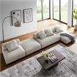 Modway Solace 4PC Modular Corduroy Upholstery Sectional Sofa w/Ottoman in Almond