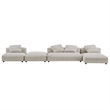 Modway Solace 4PC Modular Corduroy Upholstery Sectional Sofa w/Ottoman in Almond