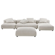 Modway Solace 4PC Modular Corduroy Upholstery Sectional Sofa w/Ottoman in Almond
