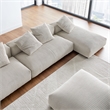 Modway Solace 4PC Modular Corduroy Upholstery Sectional Sofa w/Ottoman in Almond
